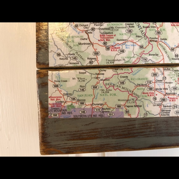 CLEARANCE Colorado Map Decoupage Eco Recycled Wall Travel Art - Picture 2 of 6